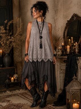 2x Shannon Ford New York Lace High Neck Tank - Soft Blush